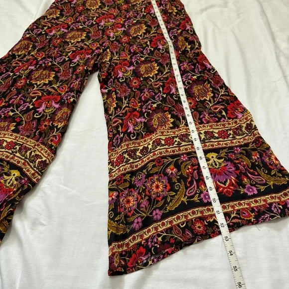 Anthropologie Kachel 12 Floral Jumpsuit ~ Wide Crop Leg Boho Festival Y2K - Picture 6 of 10